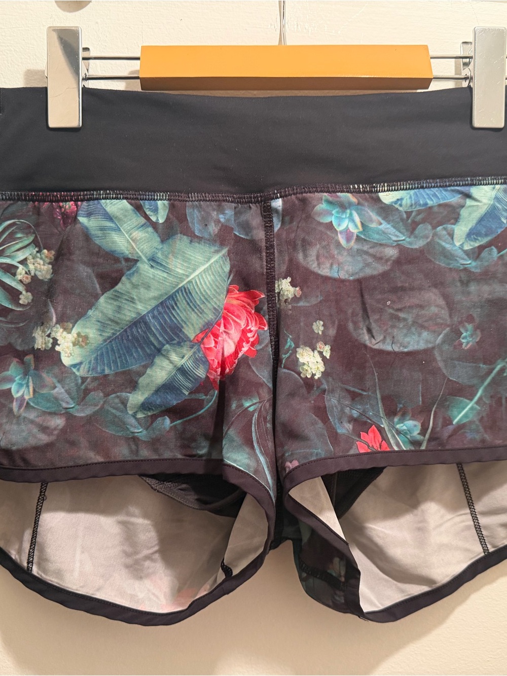 lululemon athletica Floral Print Athletic Shorts in Black, Green, Red